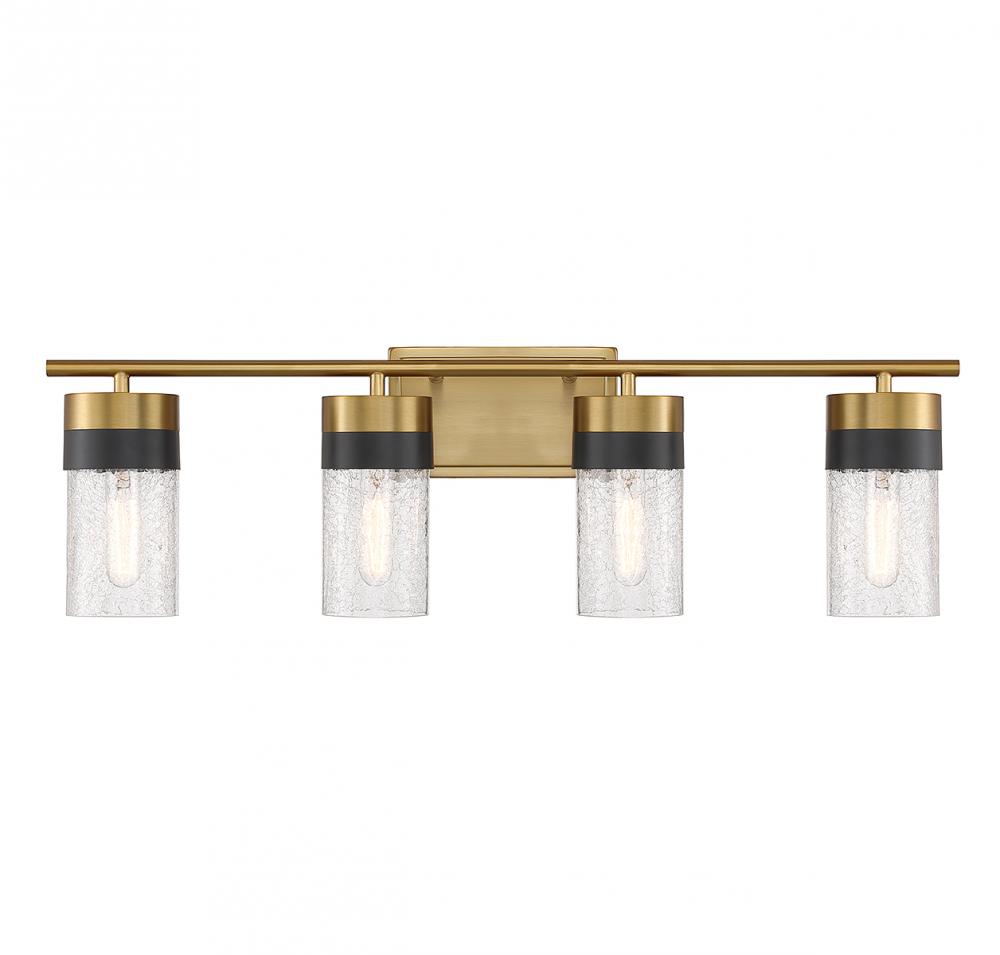 Brickell 4-Light Bathroom Vanity Light in Warm Brass and Black