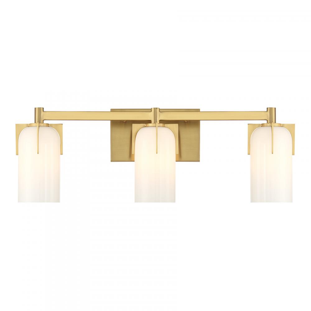 Caldwell 3-Light Bathroom Vanity Light in Warm Brass