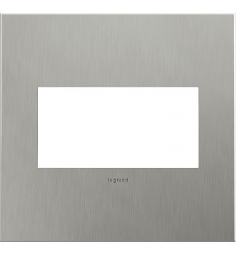 adorne? Brushed Stainless Steel Two-Gang Screwless Wall Plate