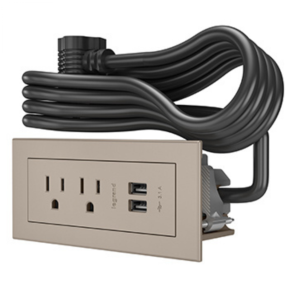 Furniture Power Basic Power Unit with 10&#39; Cord - Nickel
