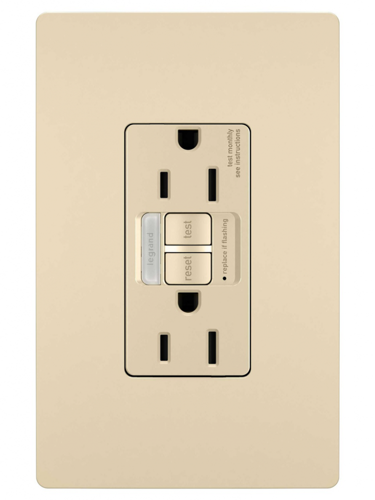 radiant? 15A Tamper-Resistant Self-Test GFCI Outlet with Night Light, Ivory