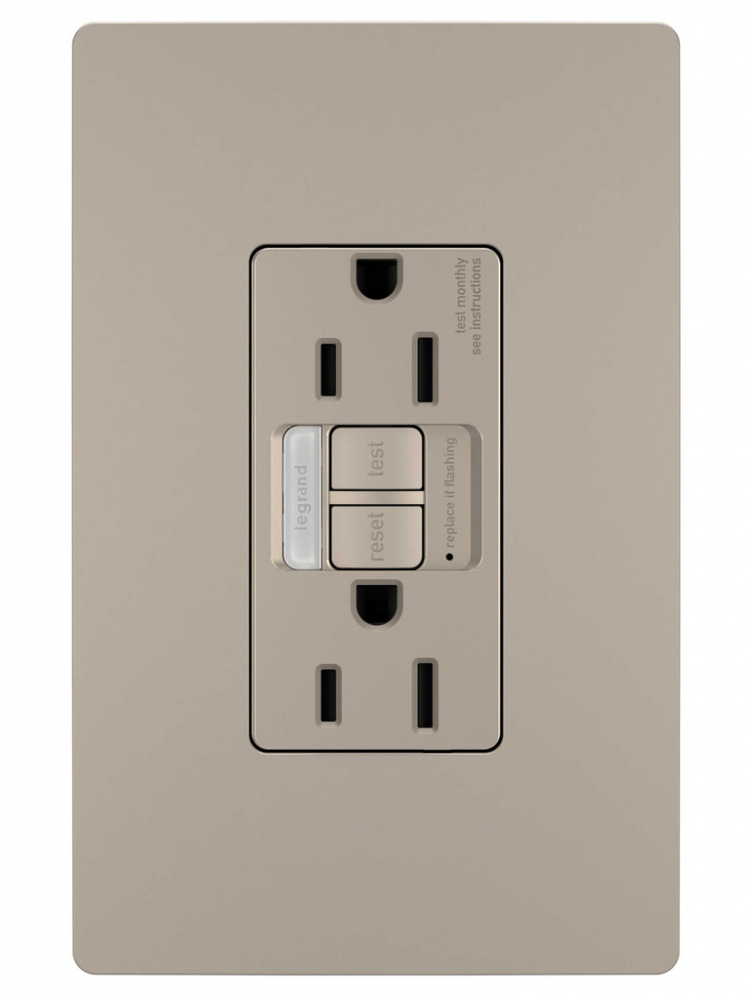radiant? 15A Tamper-Resistant Self-Test GFCI Outlet with Night Light, Nickel