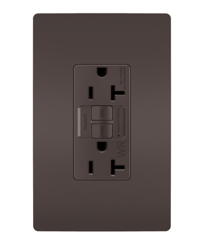 radiant? Spec Grade 20A Weather Resistant Self Test GFCI Receptacle, Brown