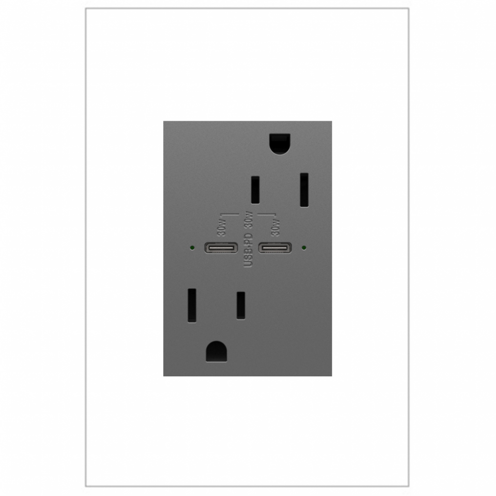 adorne? 15A Tamper-Resistant Ultra-Fast Plus Power Delivery USB Type-C/C Outlet, Plus-Size,