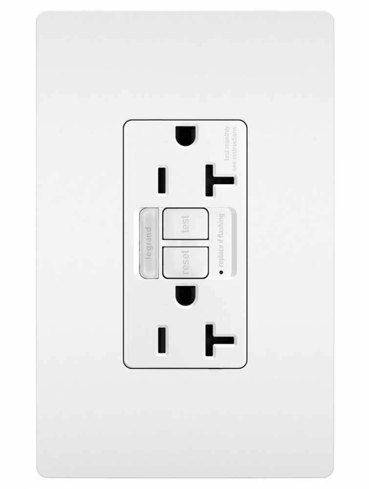 radiant? 20A Tamper Resistant Self Test GFCI Outlet with Night Light, White