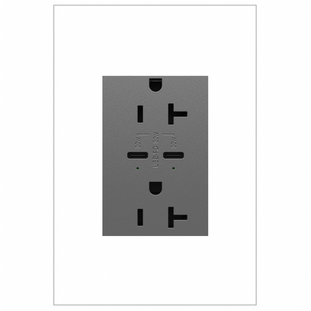 adorne? 20A Tamper-Resistant Ultra-Fast Plus Power Delivery USB Type-C/C Outlet, Plus-Size,
