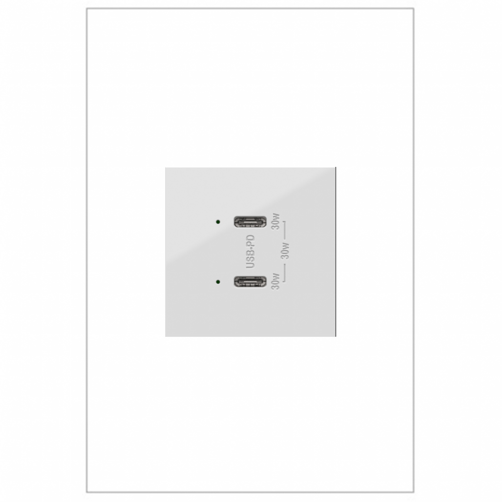 adorne? Ultra-Fast Plus Power Delivery USB Type-C/C Outlet Module, White