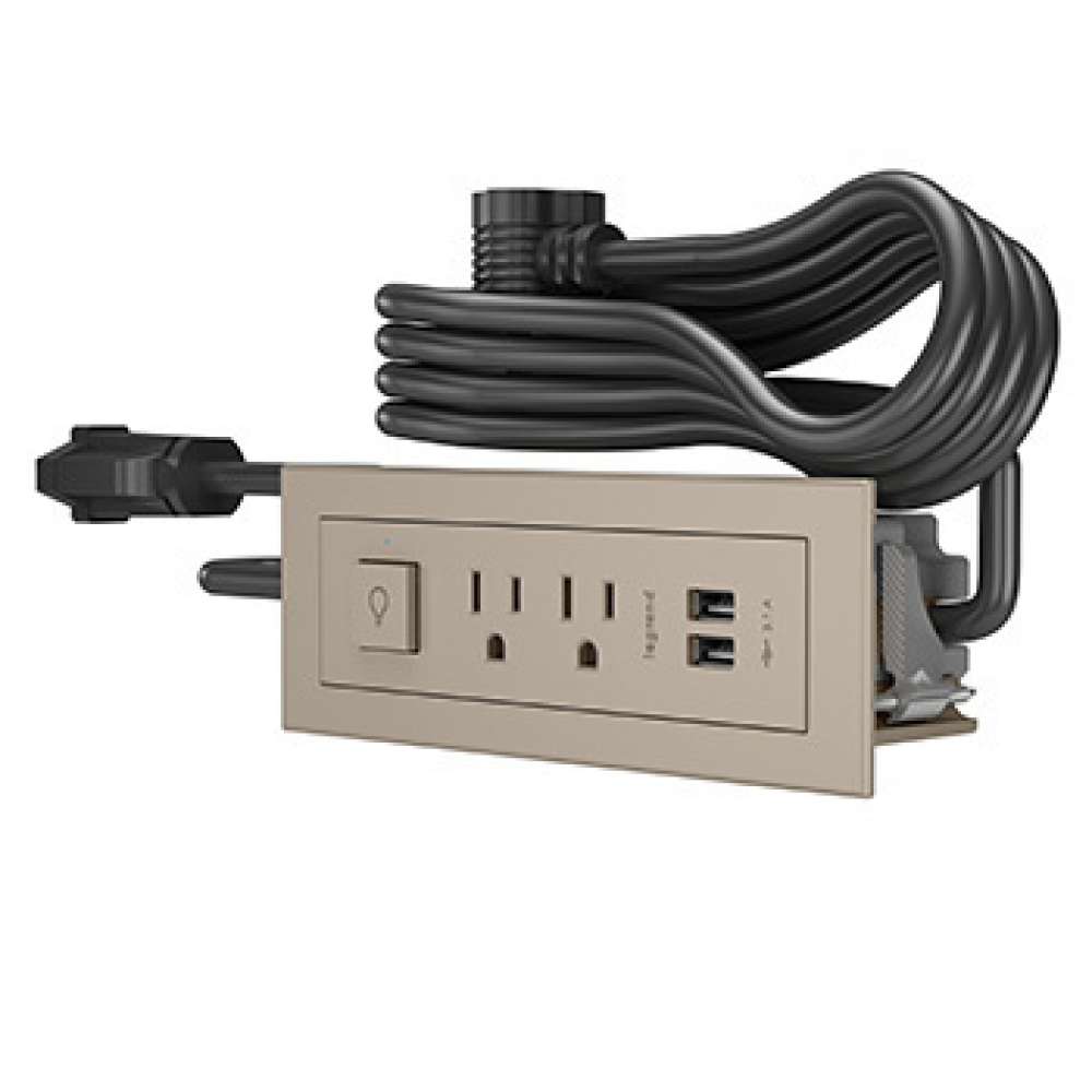 Furniture Power Center Basic Switching Unit with 10&#39; Cord - Nickel