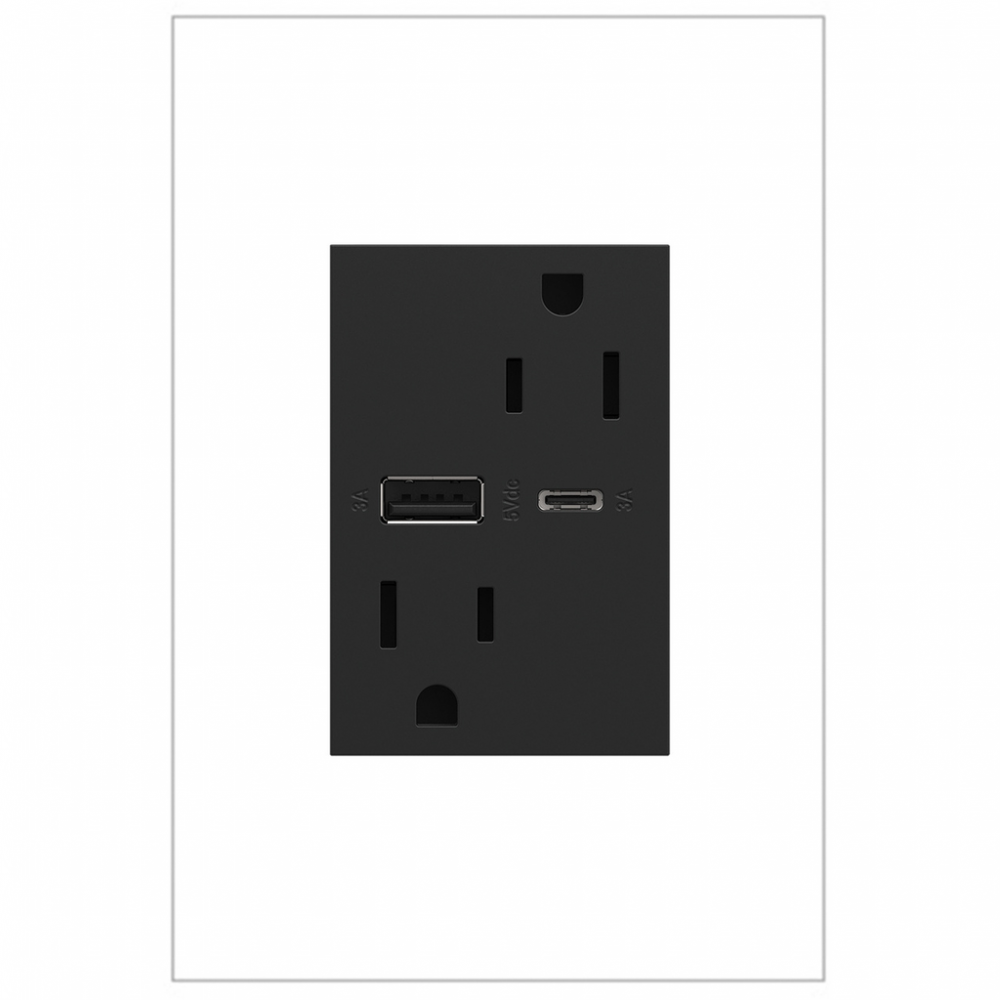 adorne? 15A Tamper-Resistant Ultra-Fast USB Type-A/C Outlet, Graphite