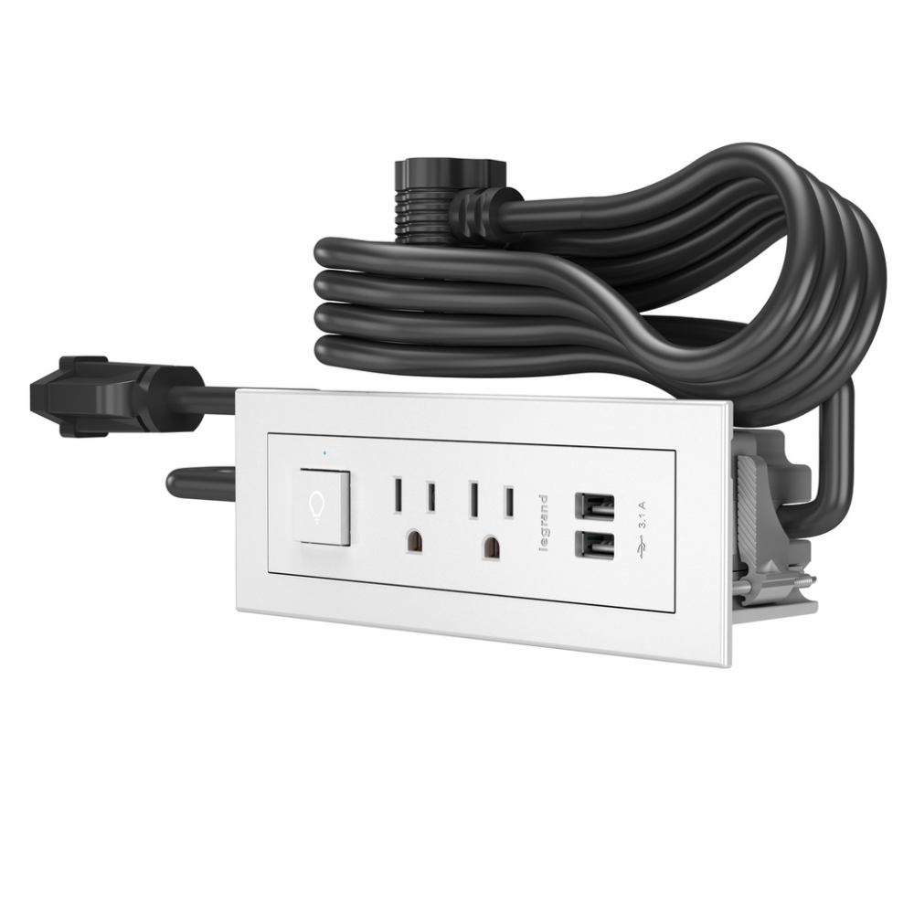 Furniture Power Center Basic Switching Unit with 10&#39; Cord - White