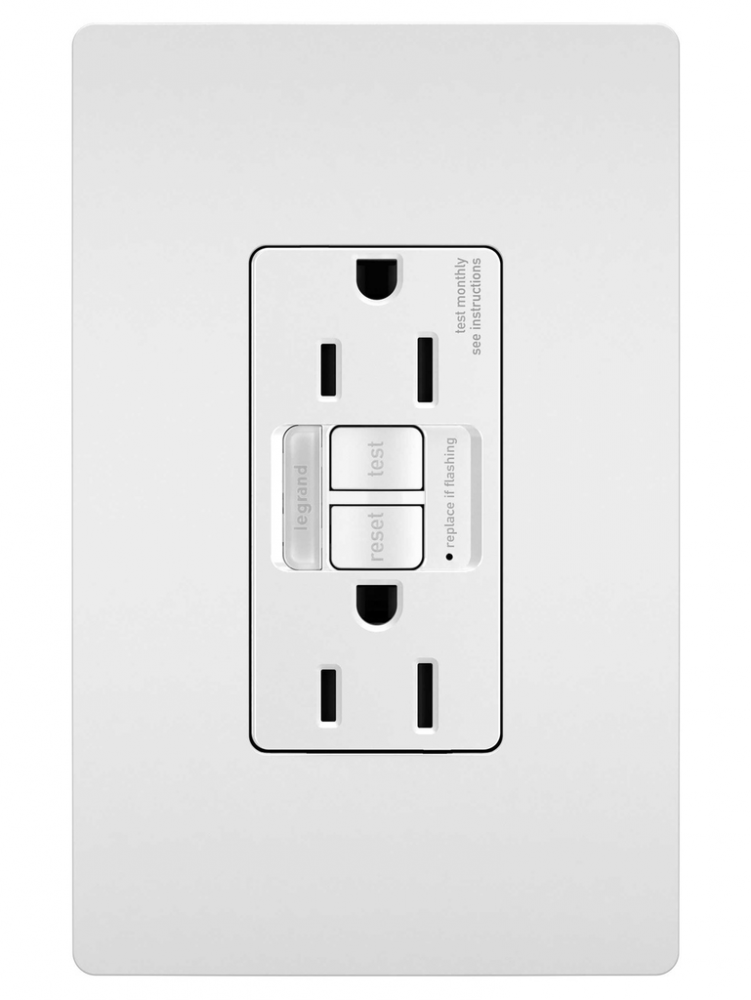 radiant? 15A Tamper-Resistant Self-Test GFCI Outlet with Night Light, White