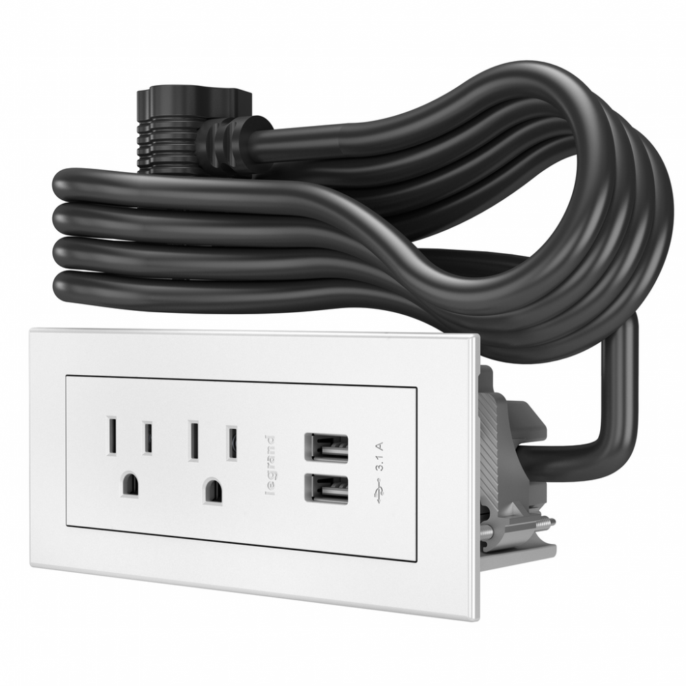 Furniture Power Basic Power Unit with 10&#39; Cord - White