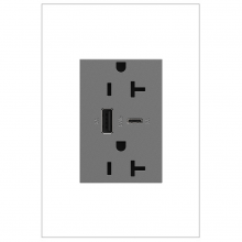 Legrand ARTRUSB206ACM4 - adorne? 20A Tamper-Resistant Ultra-Fast USB Type-A/C Outlet, Magnesium