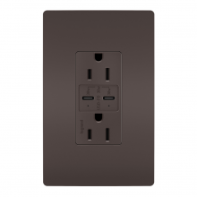 Legrand R26USBPD - radiant? 15A Tamper Resistant Ultra Fast PLUS Power Delivery USB Type C/C Outlet, Brown