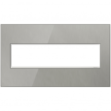 Legrand AWM4GMS4 - adorne® Brushed Stainless Four-Gang Screwless Wall Plate