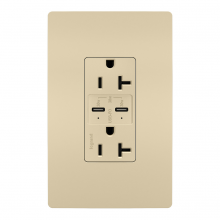 Legrand TR20USBPDI - radiant? 20A Tamper Resistant Ultra Fast PLUS Power Delivery USB Type C/C Outlet, Ivory