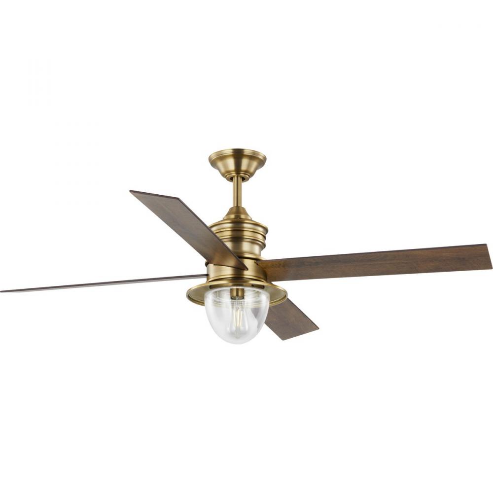 Gillen 56&#34; 4-Blade LED Indoor/Outdoor Vintage Brass Vintage Electric Ceiling Fan with Light Kit