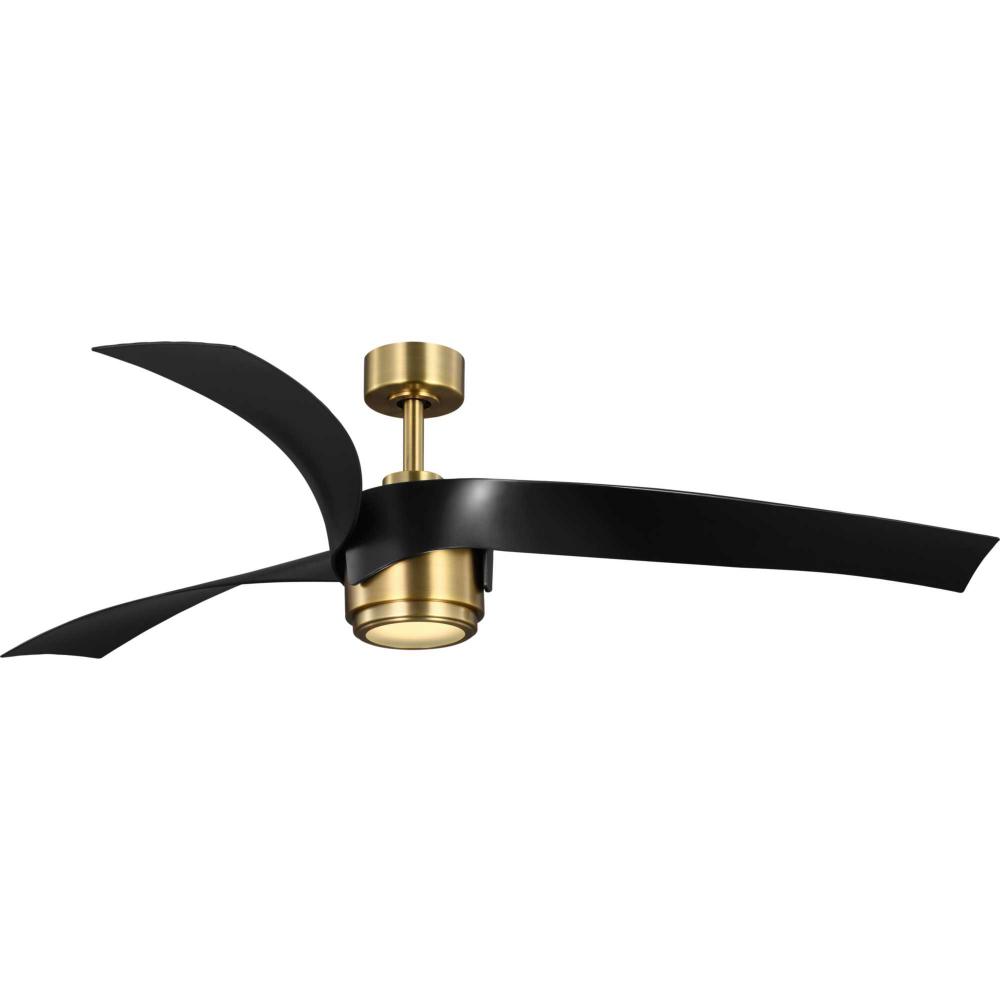 Insigna Collection 60-in Three-Blade Vintage Brass Contemporary Ceiling Fan with Matte Black Blades