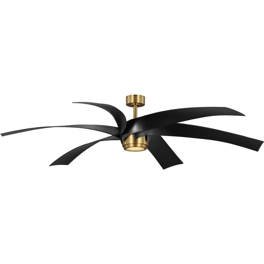 Insigna Collection 72-in Six-Blade Vintage Brass Contemporary Ceiling Fan with Matte Black Blades