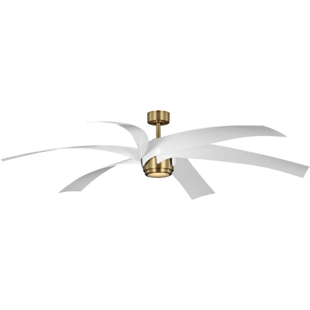 Insigna Collection 72-in Six-Blade Vintage Brass Contemporary Ceiling Fan with Matte White Blades