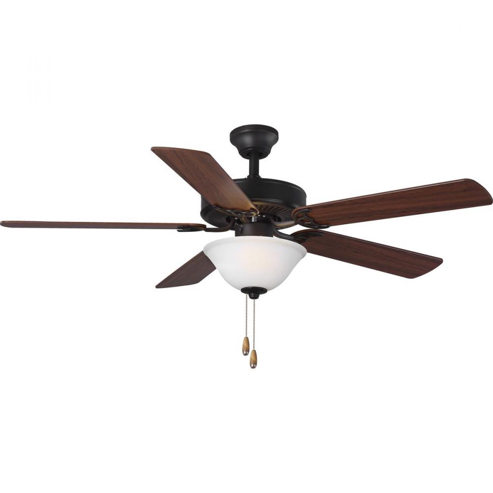 AirPro Collection 52&#34; Five-Blade Ceiling fan with White Etched Light Kit