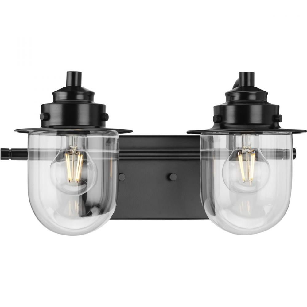Northlake Collection Two-Light Matte Black Clear Glass Transitional Bath Light