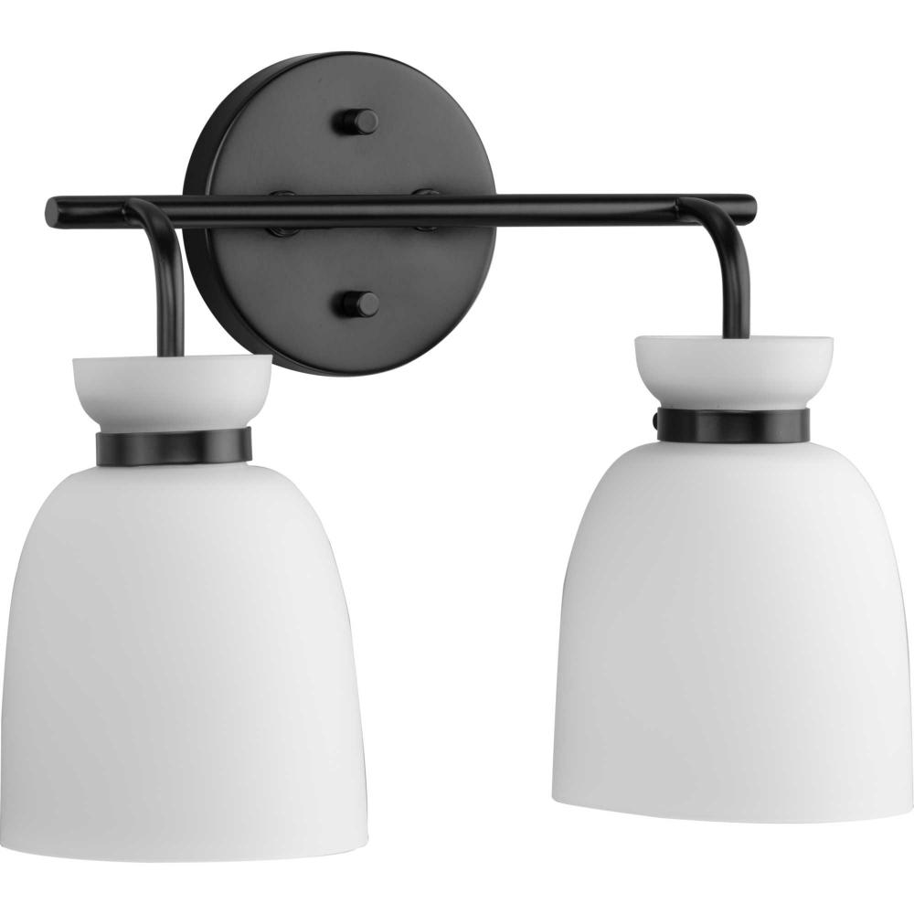 Lexie Collection Two-Light Matte Black Contemporary Vanity Light