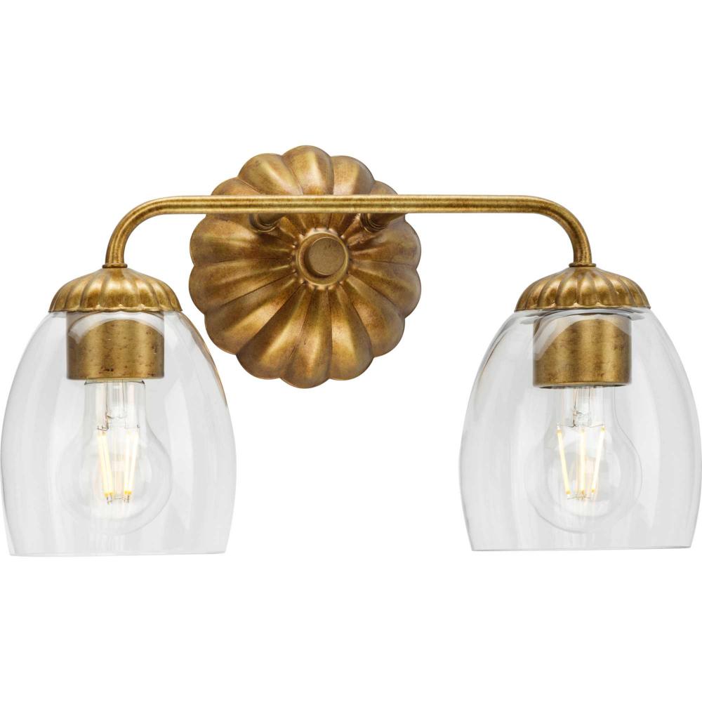 Quillan Collection Two-Light Soft Gold Transitional Bath & Vanity Light