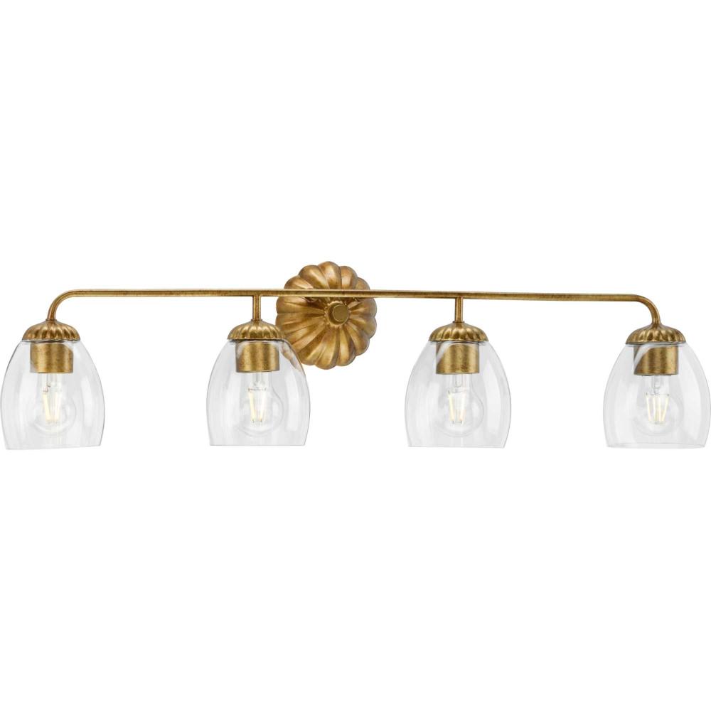 Quillan Collection Four-Light Soft Gold Transitional Bath & Vanity Light