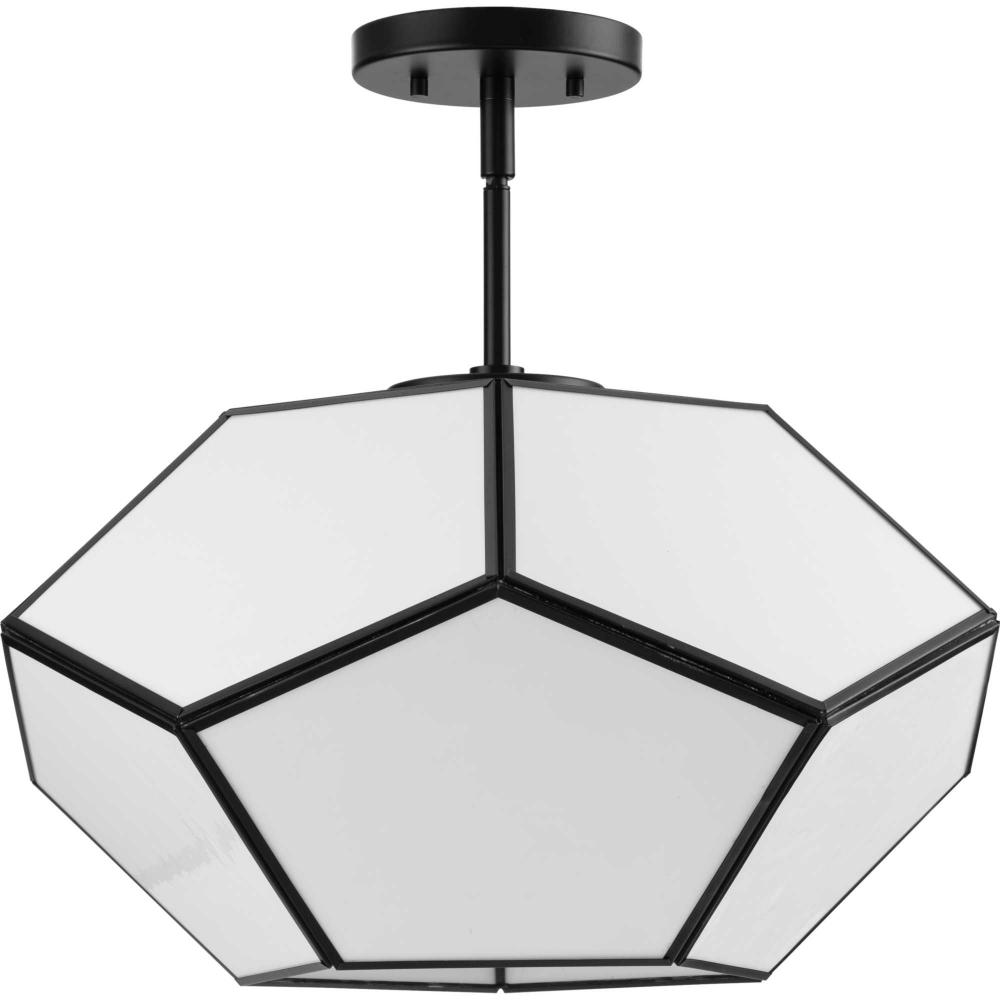 Latham Collection 18 in. Three-Light Matte Black Contemporary Flush Mount