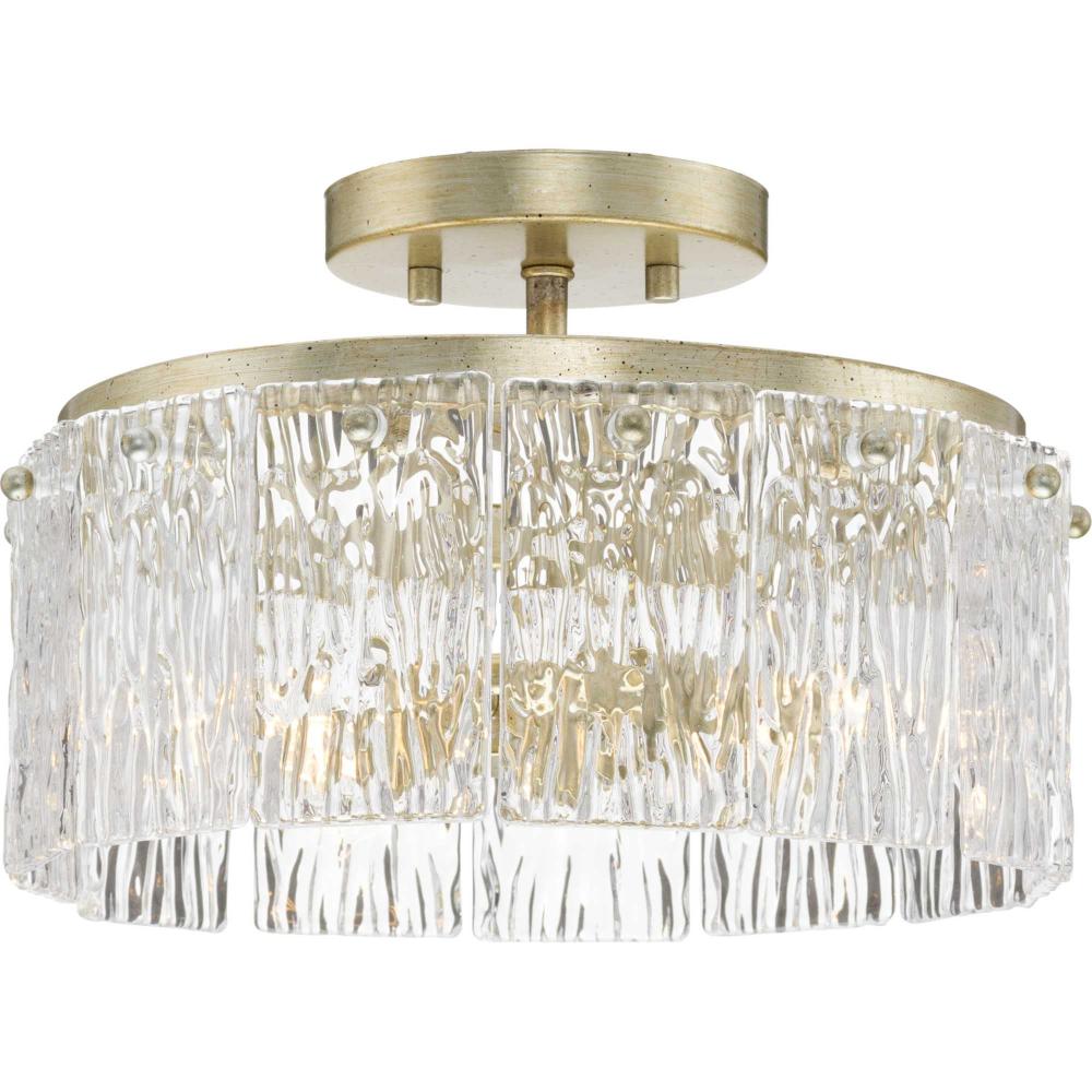 Chevall Collection Two-Light 12.62 in. Gilded Silver Modern Organic Flush Mount Light