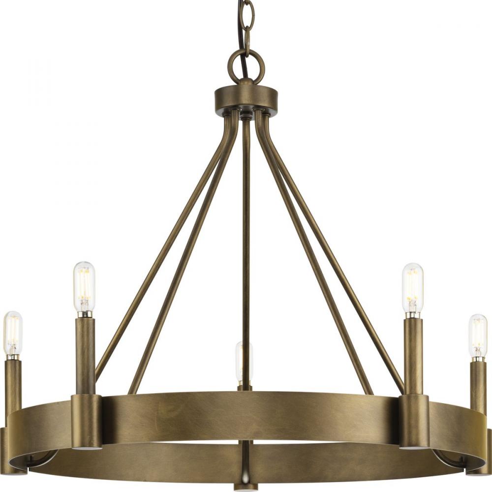 Breckenridge Collection Five-Light Aged Bronze Rustic Farmhouse Chandelier