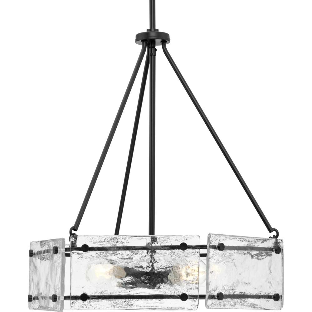 Rivera Collection Four-Light Matte Black Luxe Industrial Chandelier