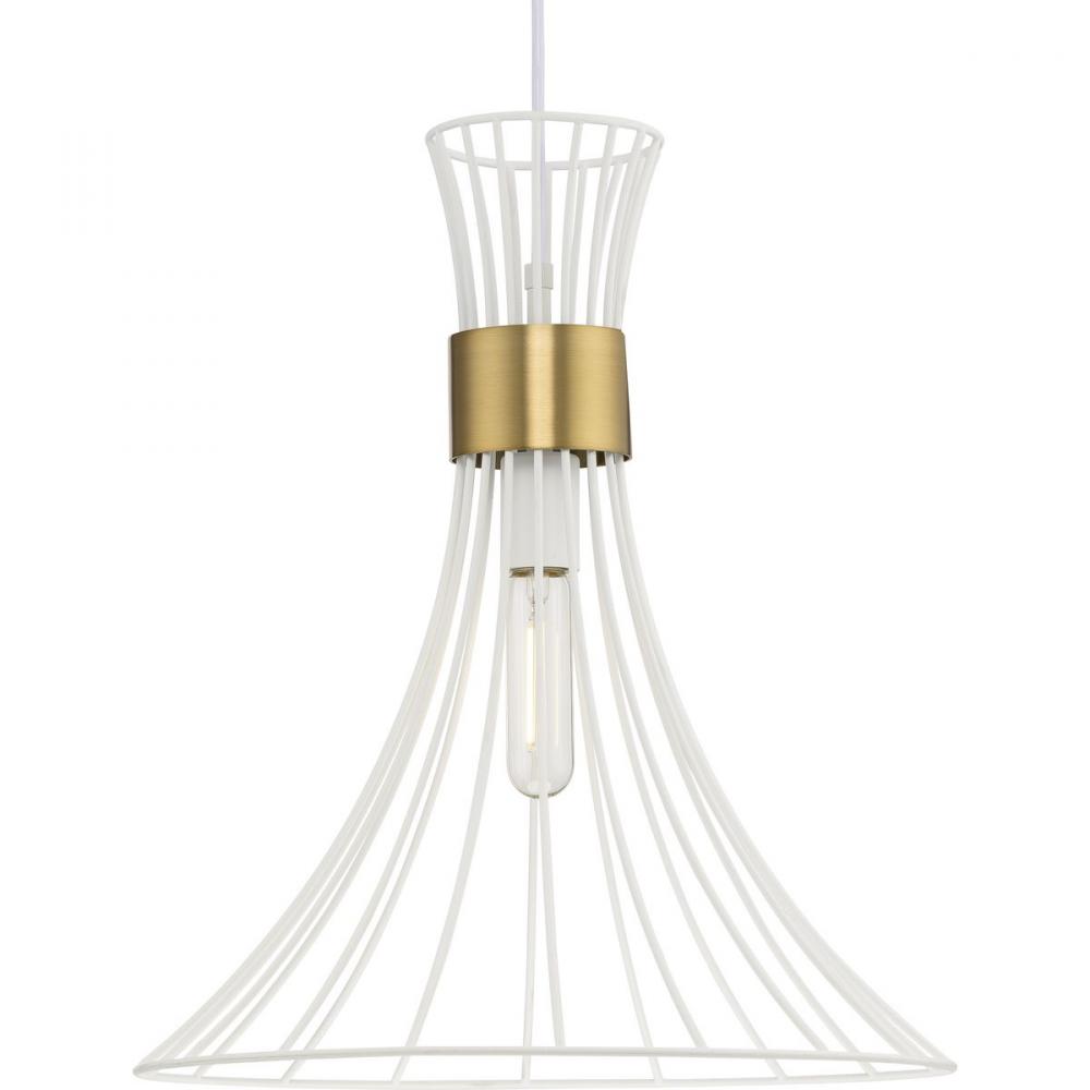 Lorin Collection One-Light Mid-Century Modern Satin White Metal Pendant Light