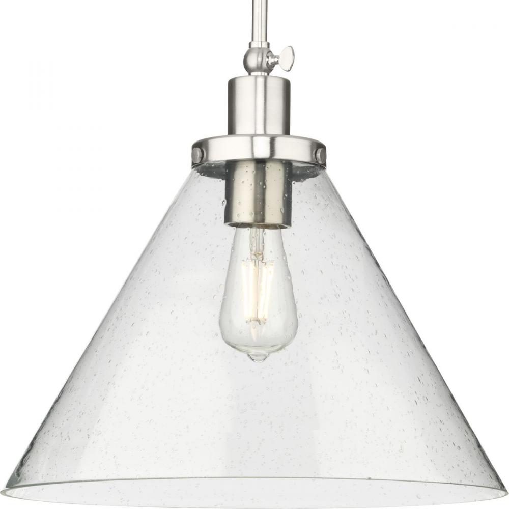 Hinton Collection One-Light Brushed Nickel Modern Farmhouse Pendant