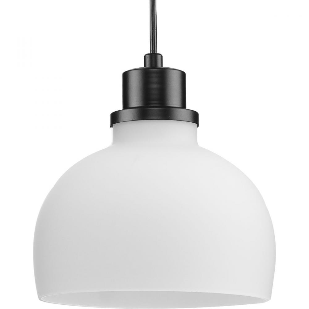 Garris Collection One-Light Matte Black Etched Opal Glass Transitional Mini-Pendant