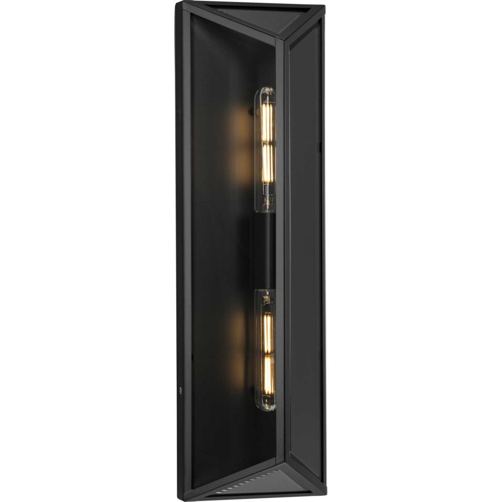 Bristol Collection Two-Light Black Modern Farmhouse Large Outdoor Wall Lantern