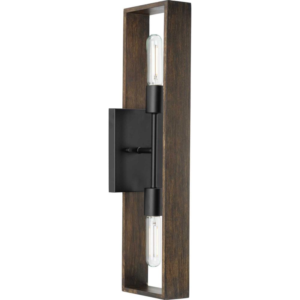 Boundary Collection Two-Light Matte Black Roasted Chicory Modern Wall Bracket