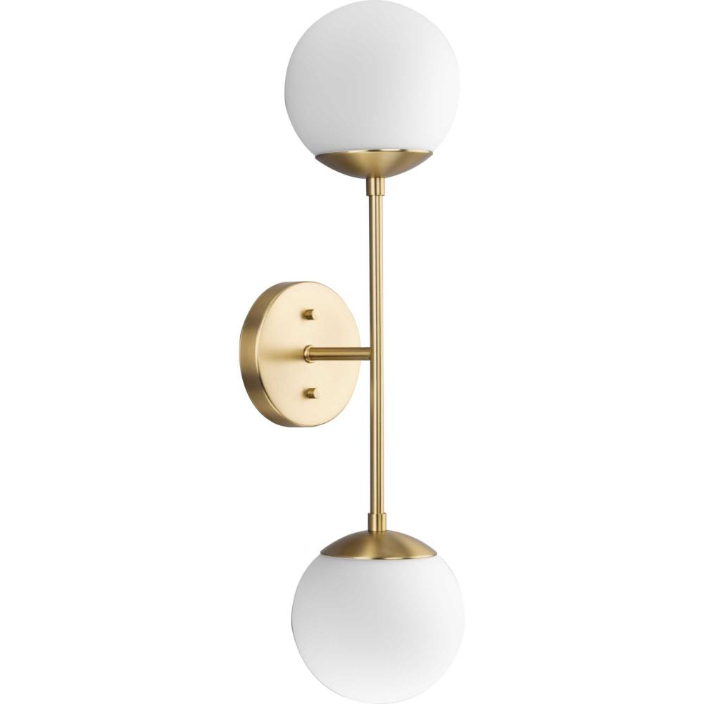 Haas Collection Two-Light Brushed Gold Mid-Century Modern Wall Bracket