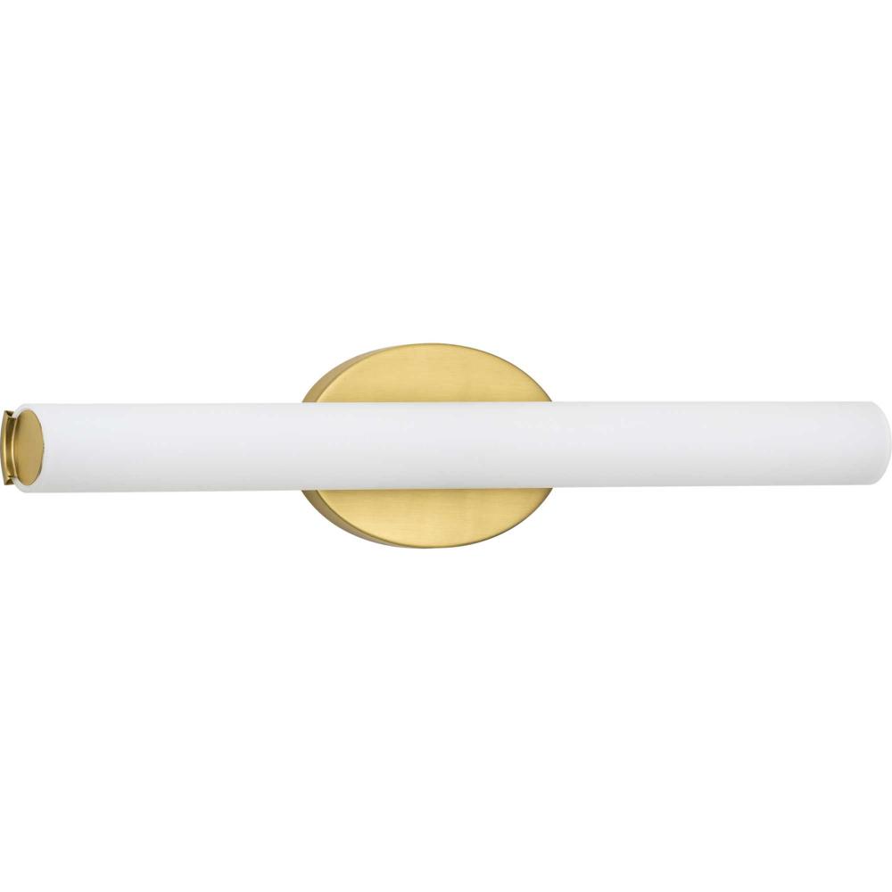 Parallel LED Collection 22&#34; Satin Brass Etched White Glass Mid-Century Modern Bath Vanity Light