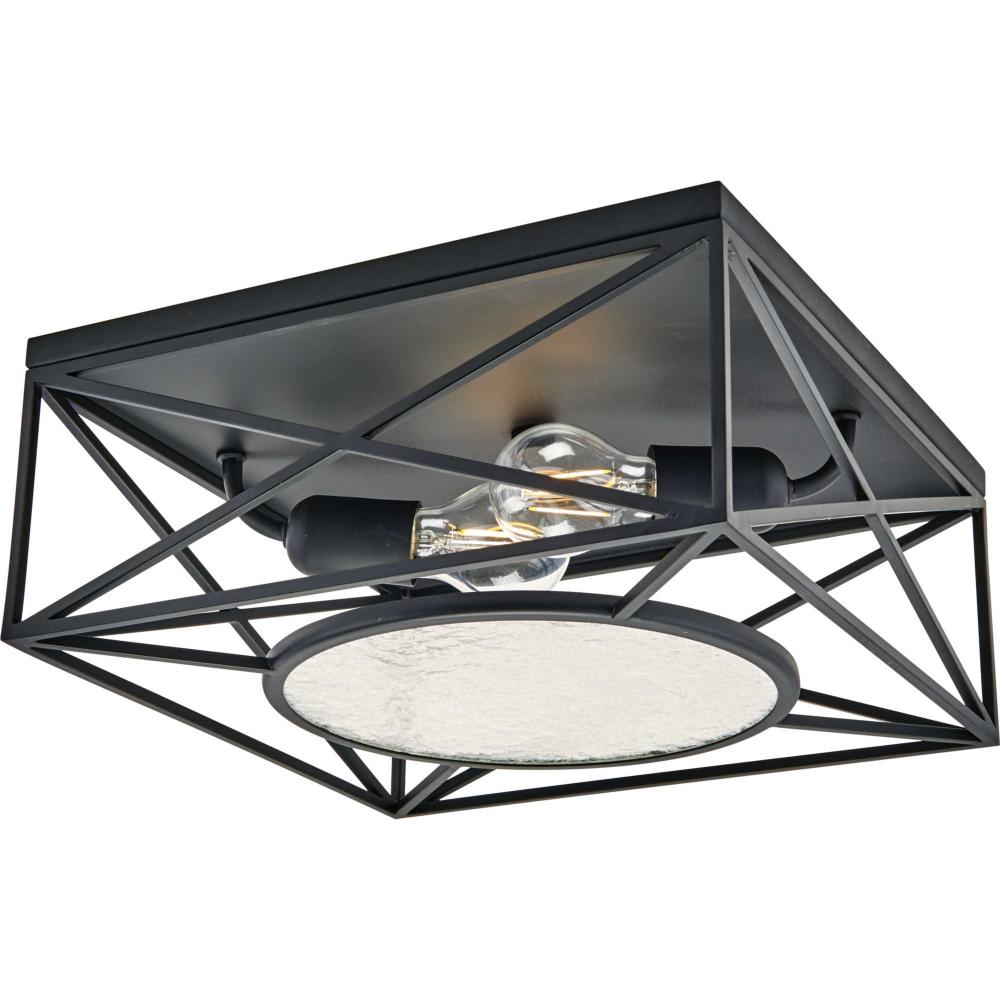 Cumberland Collection Two-Light Black 13&#34; Flush Mount