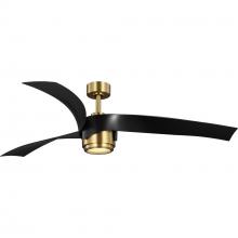 Progress P250107-163-30 - Insigna Collection 60-in Three-Blade Vintage Brass Contemporary Ceiling Fan with Matte Black Blades