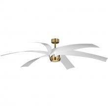 Progress P250113-163-30 - Insigna Collection 72-in Six-Blade Vintage Brass Contemporary Ceiling Fan with Matte White Blades