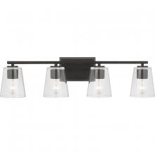 Progress P300460-31M - Vertex Collection Four-Light Matte Black Clear Glass Contemporary Bath Light