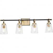 Progress P300483-163 - Cassell Collection Four-Light Vintage Brass Matte Black Luxe Industrial Bath & Vanity Light
