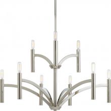 Progress P4719-104 - Draper Collection Nine-Light Polished Nickel Luxe Chandelier Light