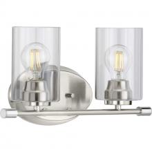 Progress P300277-009 - Riley Collection Two-Light Brushed Nickel Clear Glass Modern Bath Vanity Light