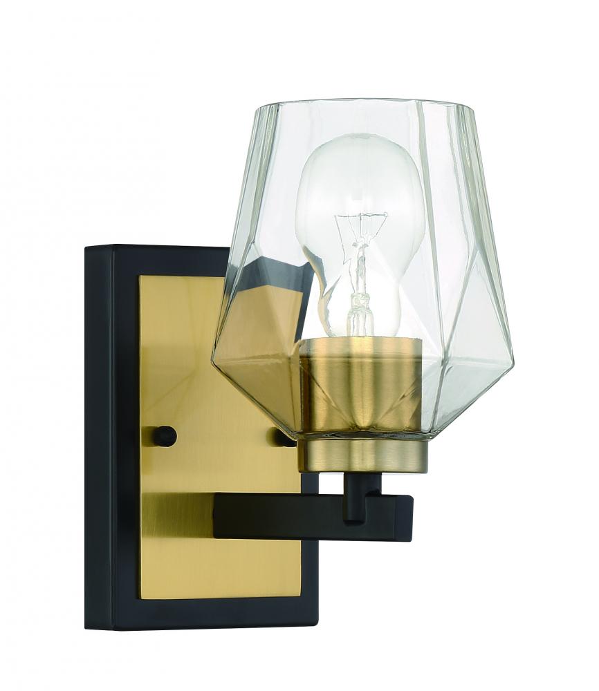 Avante Grand 1 Light Sconce in Flat Black/Satin Brass