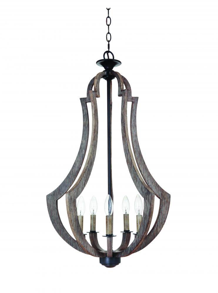 Winton 5 Light Foyer in Weathered Pine/Bronze