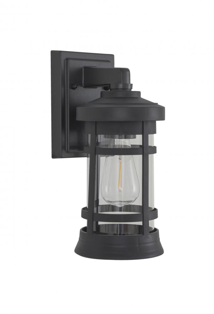 Resilience Small Outdoor Lantern in Textured Black, Clear Lens